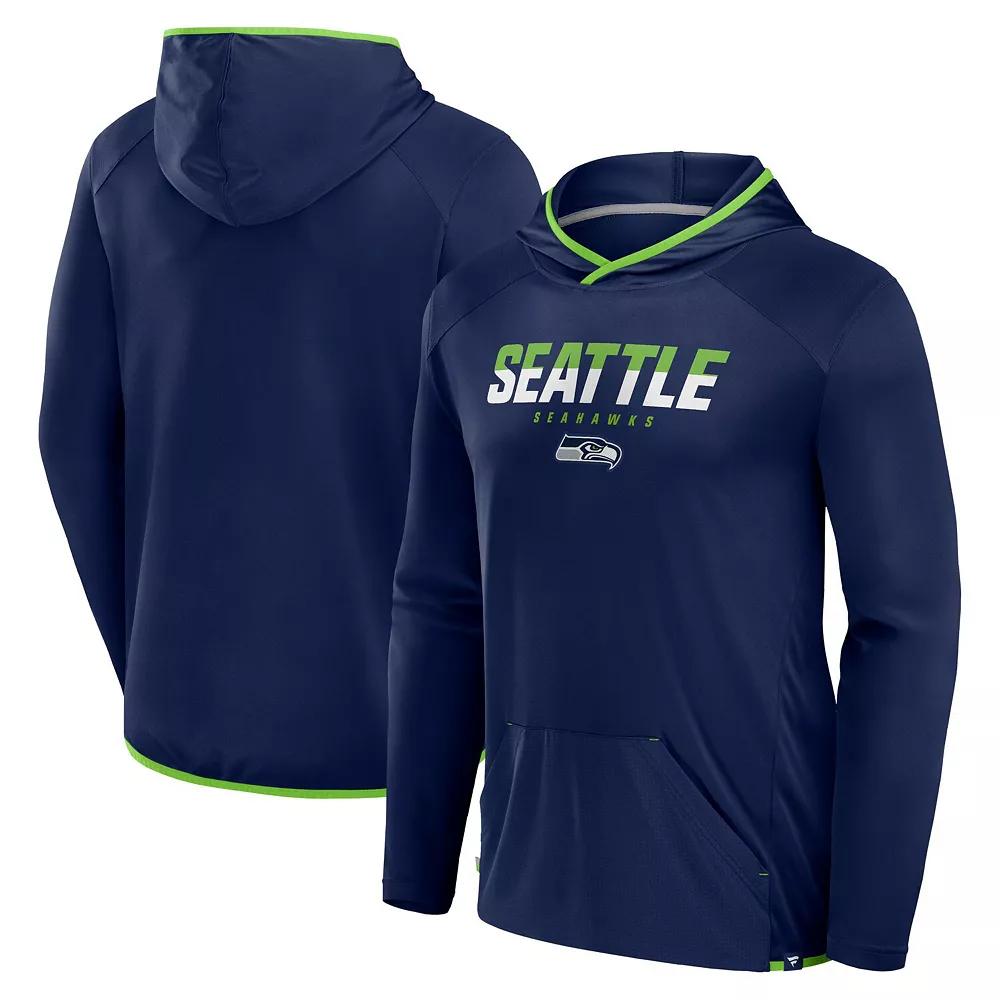 Men's Fanatics College Navy Seattle Seahawks Transitional Defender Hoodie Long Sleeve T-Shirt,  Product Image