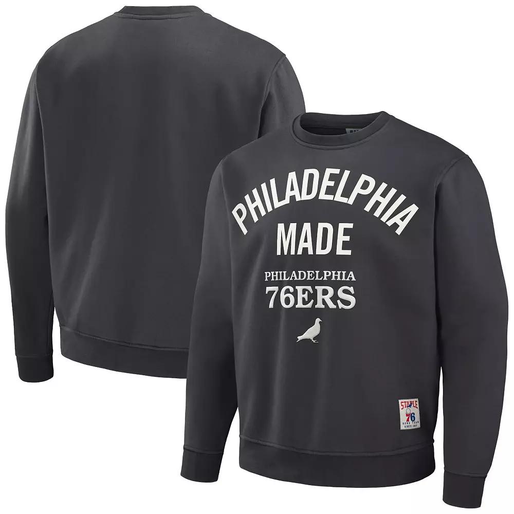 Men's NBA x Staple Anthracite Philadelphia 76ers Plush Pullover Sweatshirt,  Product Image