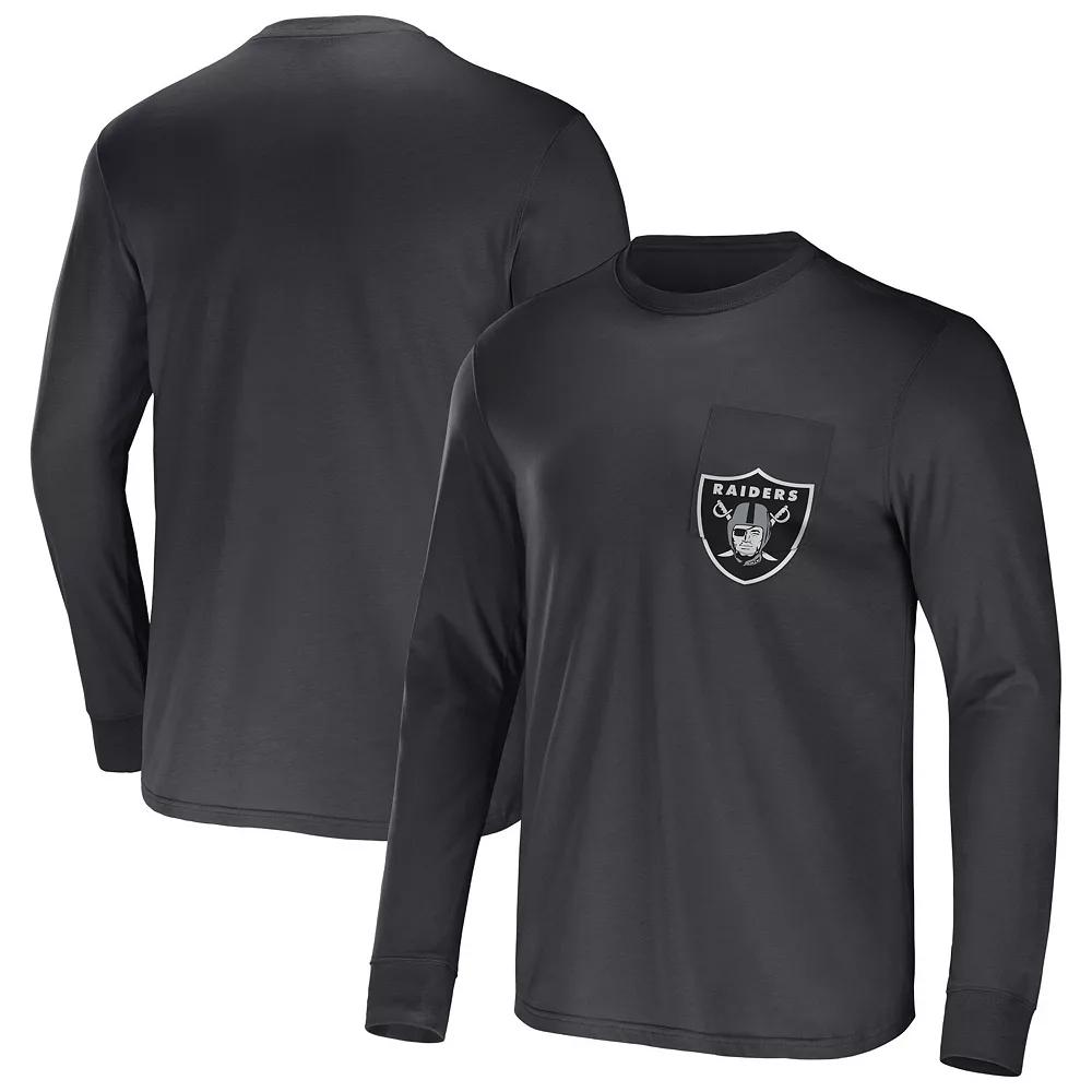 Men's NFL x Darius Rucker Collection by Fanatics Black Carolina Panthers Team Long Sleeve Pocket T-Shirt,  Product Image