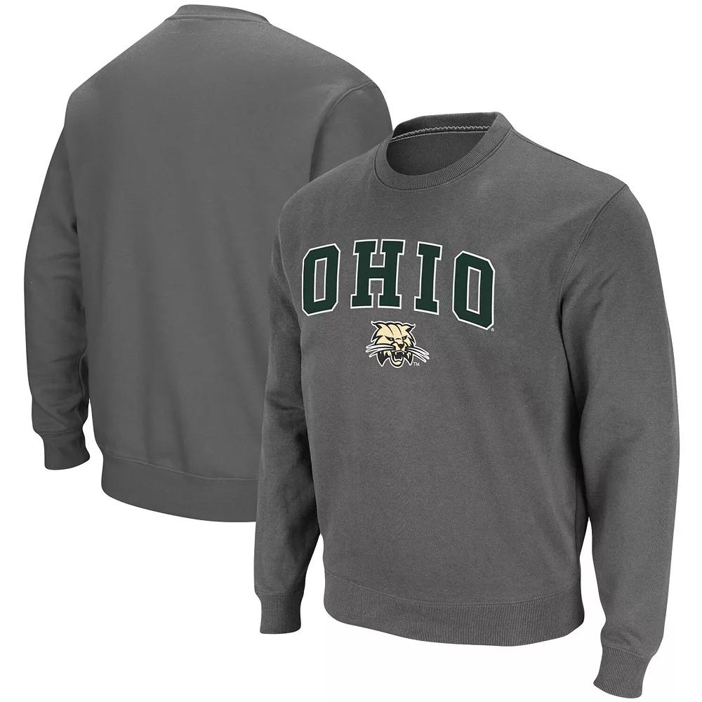 Men's Colosseum Charcoal Ohio Bobcats Arch & Logo Tackle Twill Pullover Sweatshirt,  Product Image