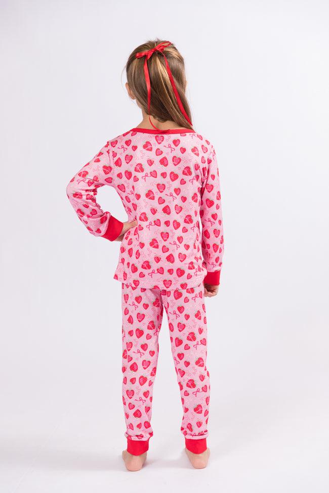 Kid's Sweet Dreams Strawberry Hearts Pajama Set FINAL SALE Product Image