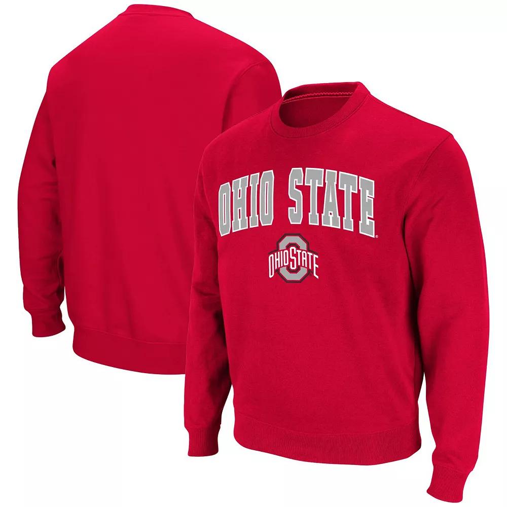 Men's Colosseum Scarlet Ohio State Buckeyes Team Arch & Logo Tackle Twill Pullover Sweatshirt,  Product Image