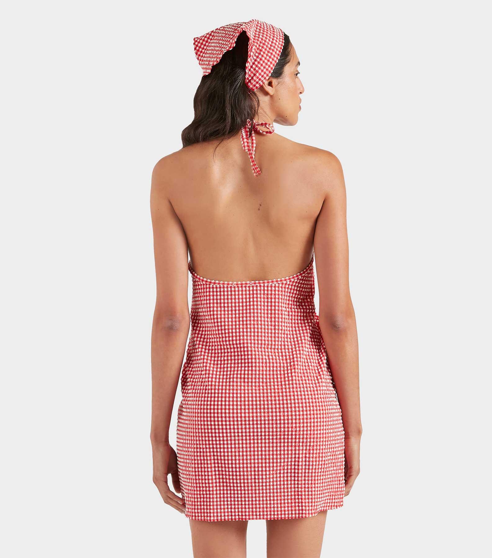 Gingham Seersucker Mini Dress - Red Gingham Product Image
