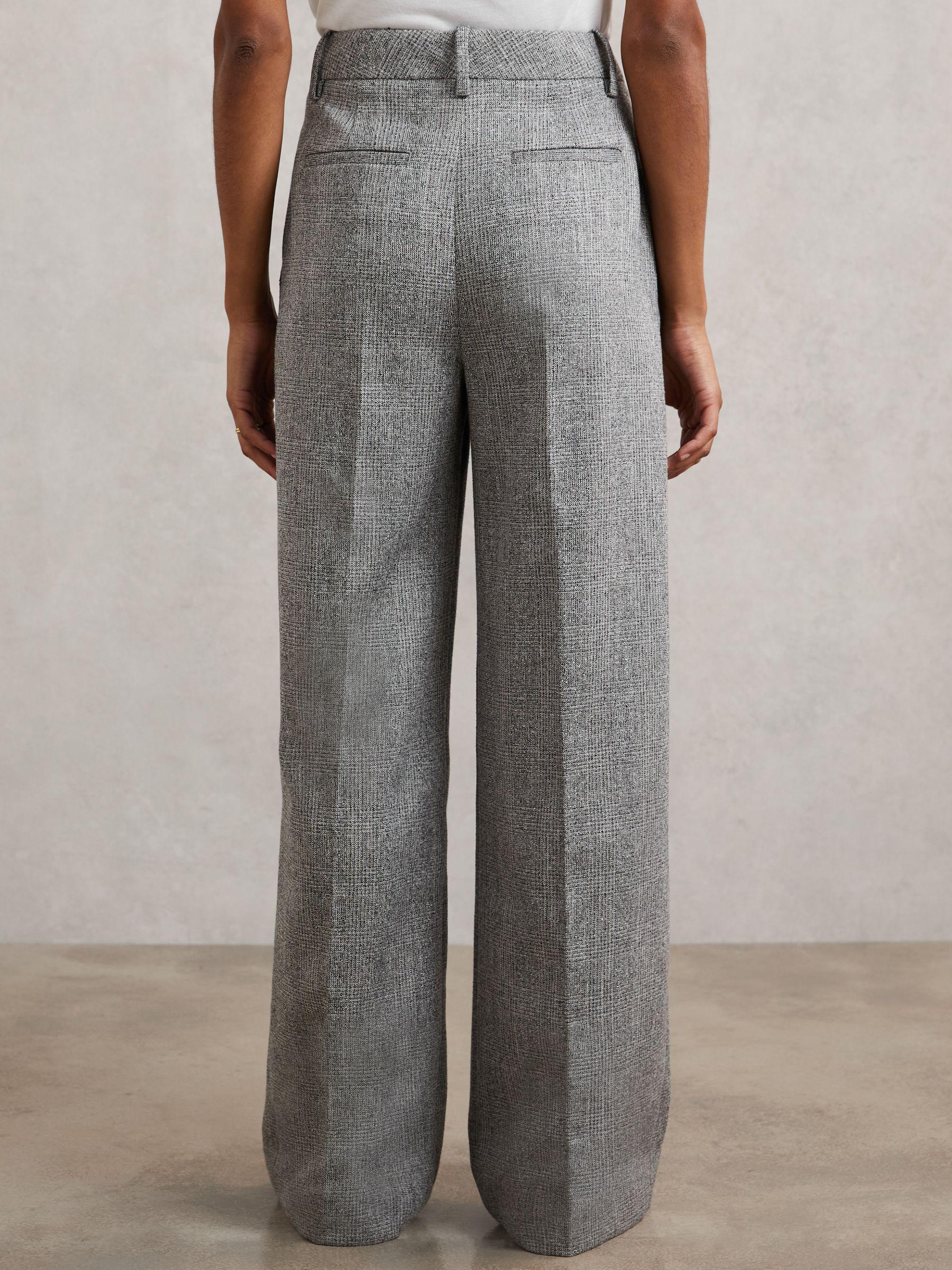 Petite Wide-Leg Textured Suit Trousers in Grey Product Image