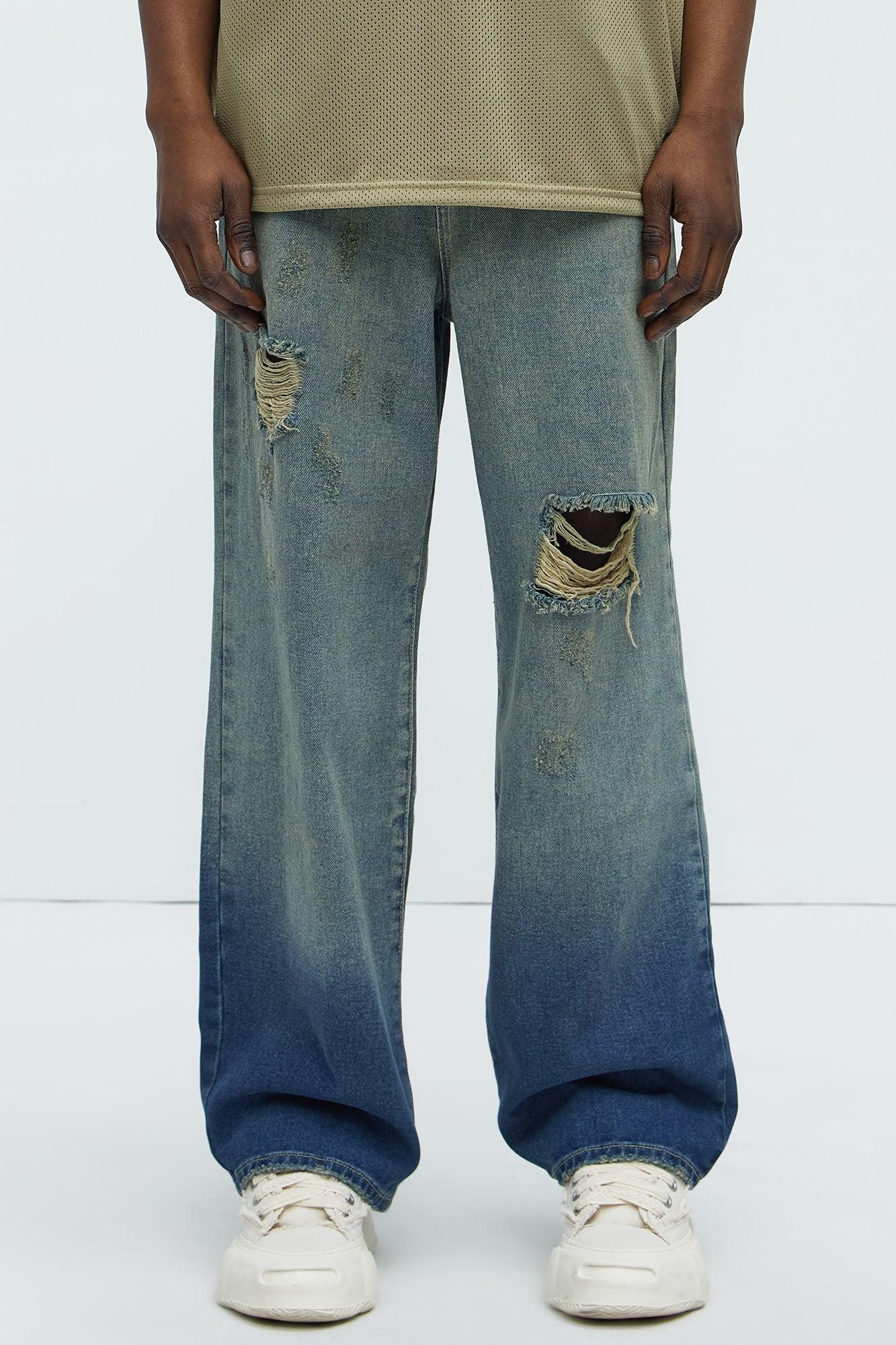 Blend Out Distressed Baggy Jeans - Vintage Blue Wash Product Image