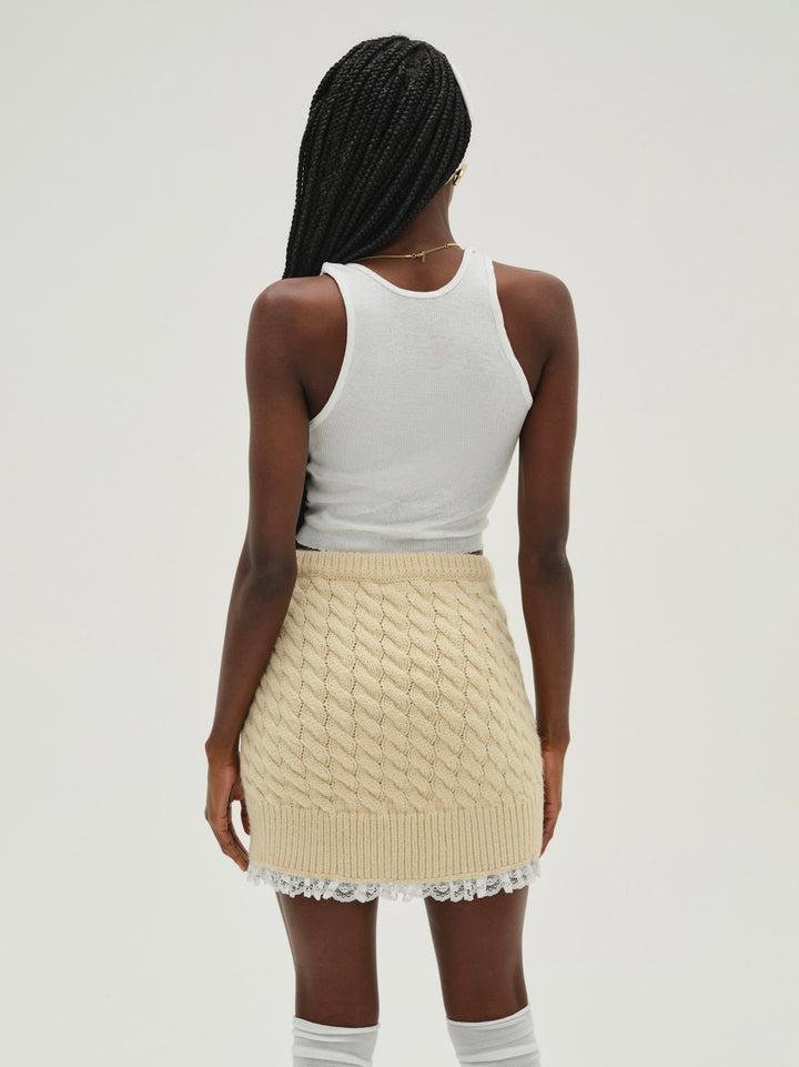 Milana Knit Mini Skirt — Cream Product Image