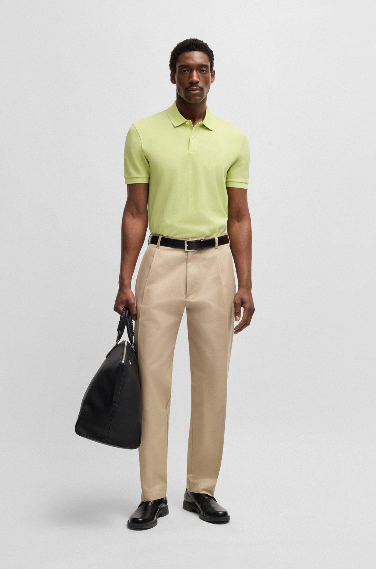 BOSS - Pallas polo shirt in cotton piqué with logo details - Light Green Product Image