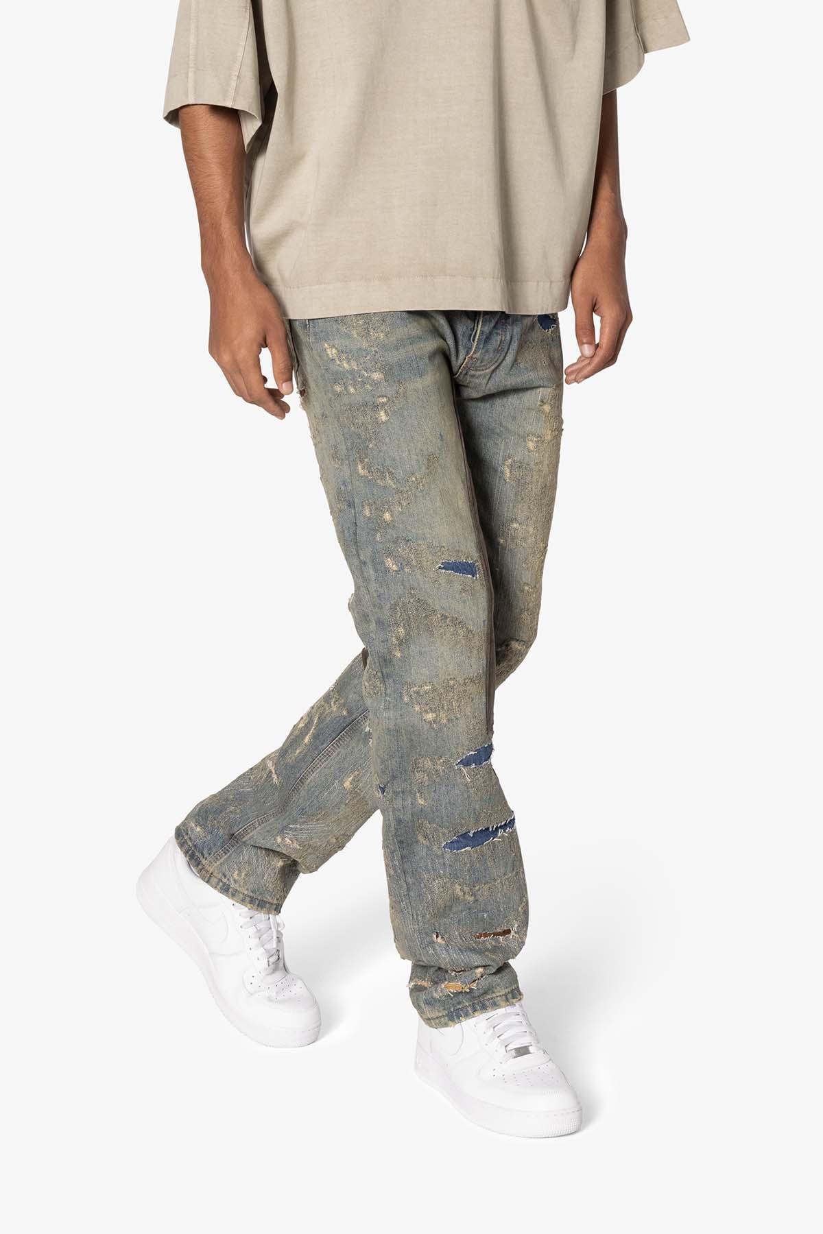 V613 Distressed Saddle Denim - Blue Product Image