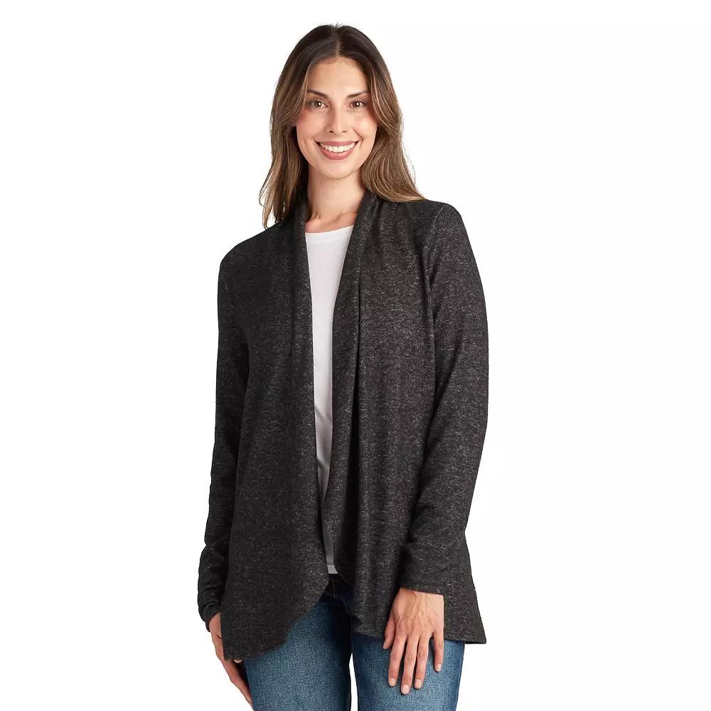 Womens AGB Long Sleeve Cozy Cardigan Grey Black Product Image