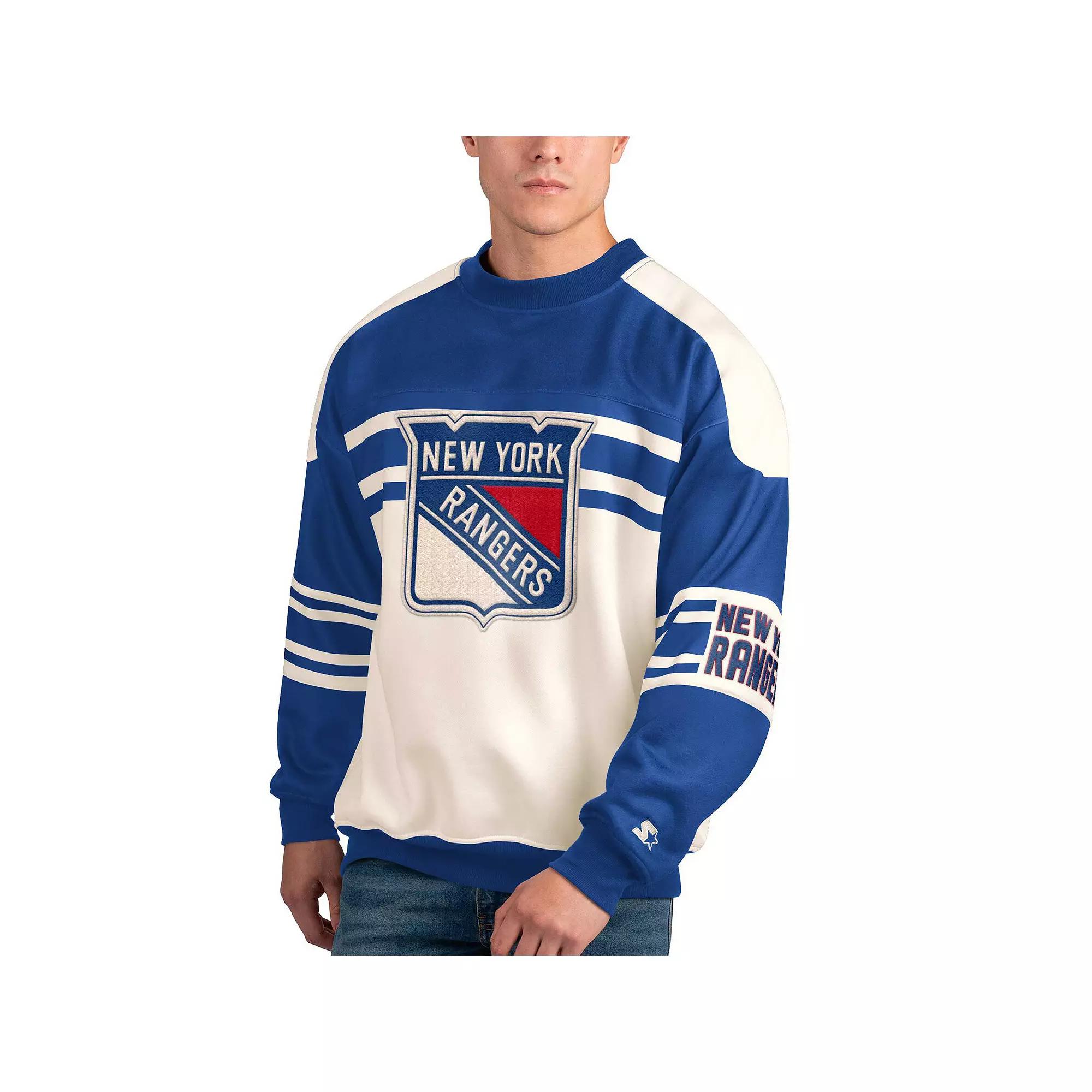 Mens Starter White Tampa Bay Lightning Defense Fleece Crewneck Pullover Sweatshirt Product Image