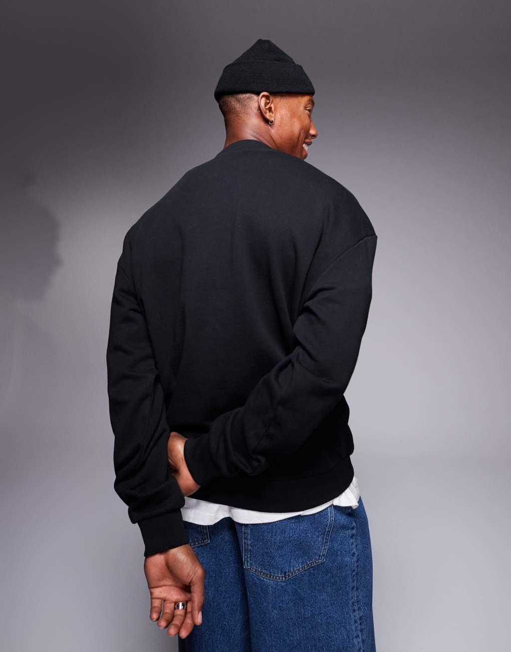 HUGO BLUE Niero central logo sweatshirt in black Product Image