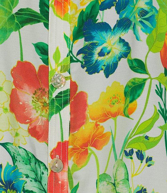John Mark Floral Point Collar 3/4 Sleeve Button Front Tunic Product Image