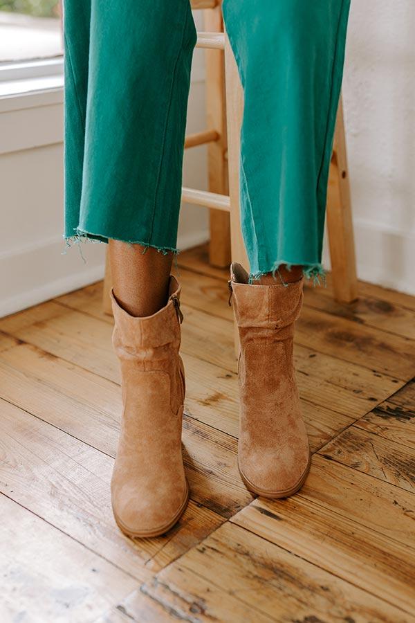 The Last Call Faux Suede Bootie in Light Camel Product Image