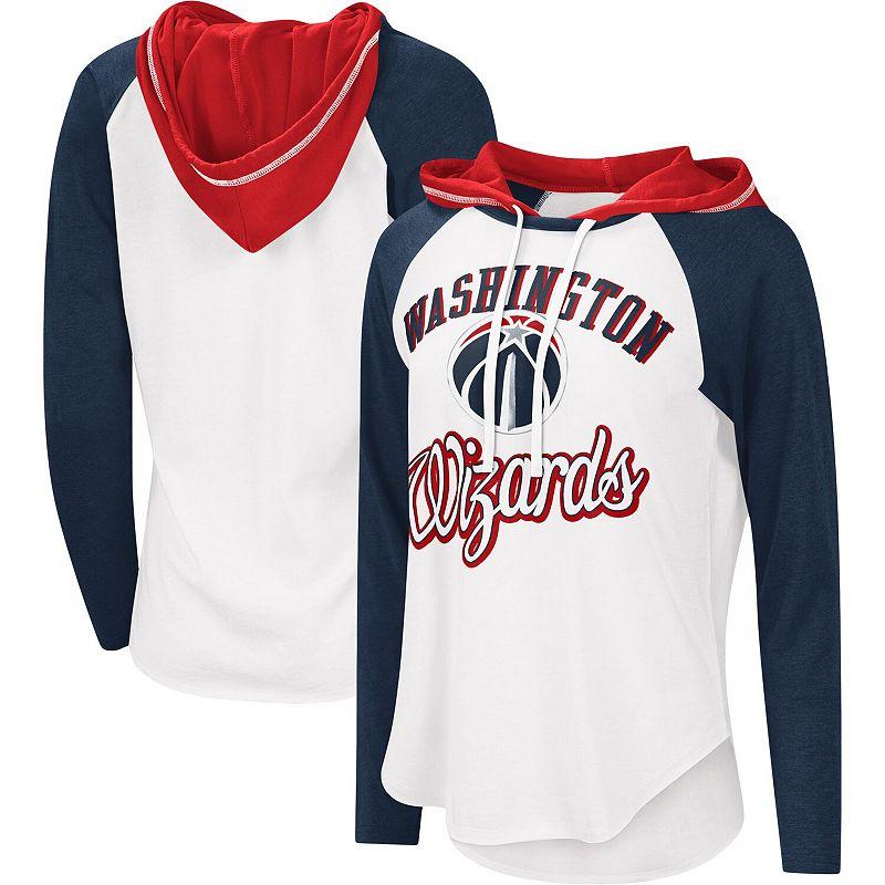 Women's G-III 4Her by Carl Banks White Washington Wizards MVP Raglan Hoodie Long Sleeve T-Shirt, Size: Medium, Wiz White Product Image