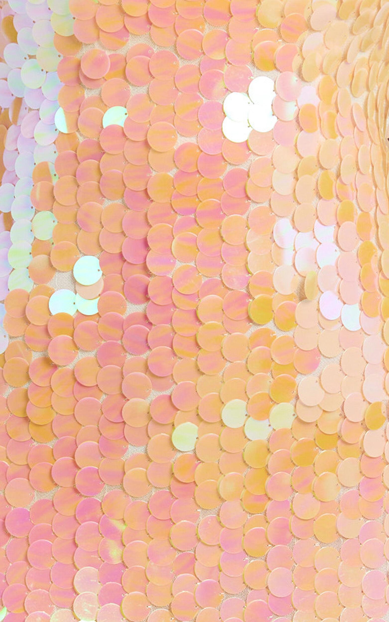 Casey Midi Dress - Square Neck Sequin Bodycon Dress in Peach Product Image