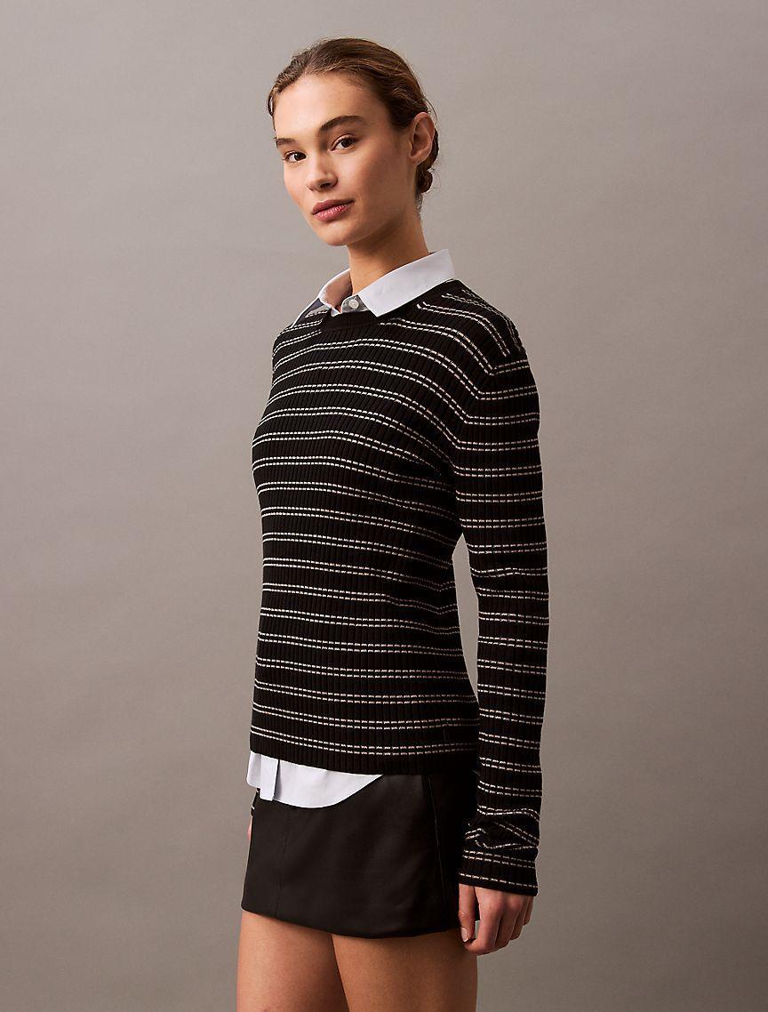 Smooth Cotton Rib Stripe Sweater Product Image