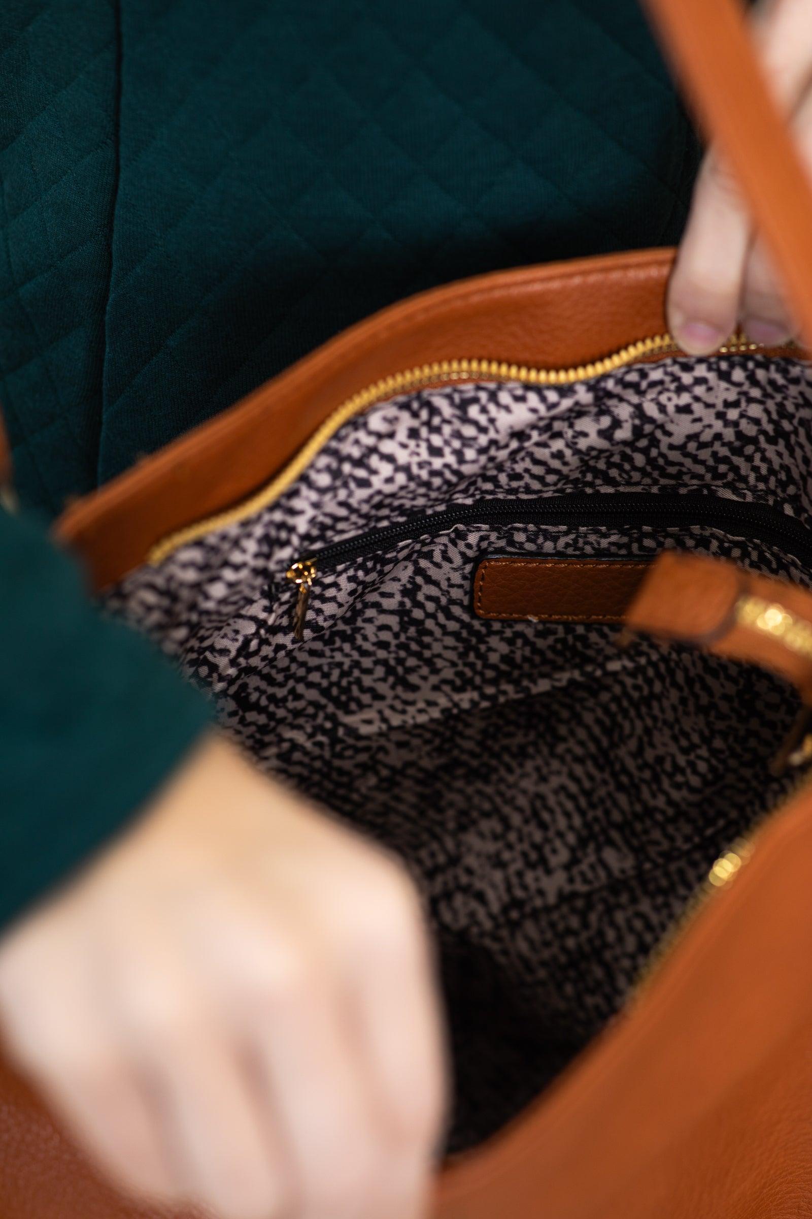 Cognac Fringe Trim Handbag Product Image