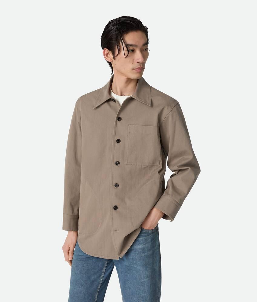 Men's Cotton Twill Overshirt in Grey seal Product Image
