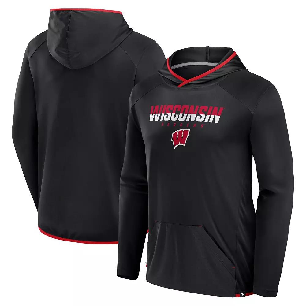 Men's Fanatics Black/Red Wisconsin Badgers Transitional Hoodie T-Shirt,  Product Image