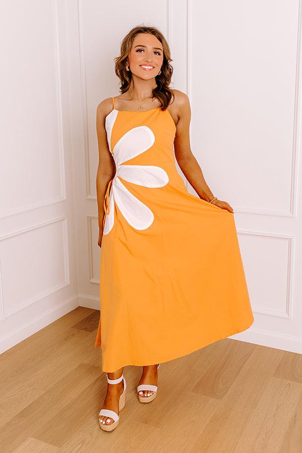 Floral Daydream Cut Out Midi Dress in Orange Product Image