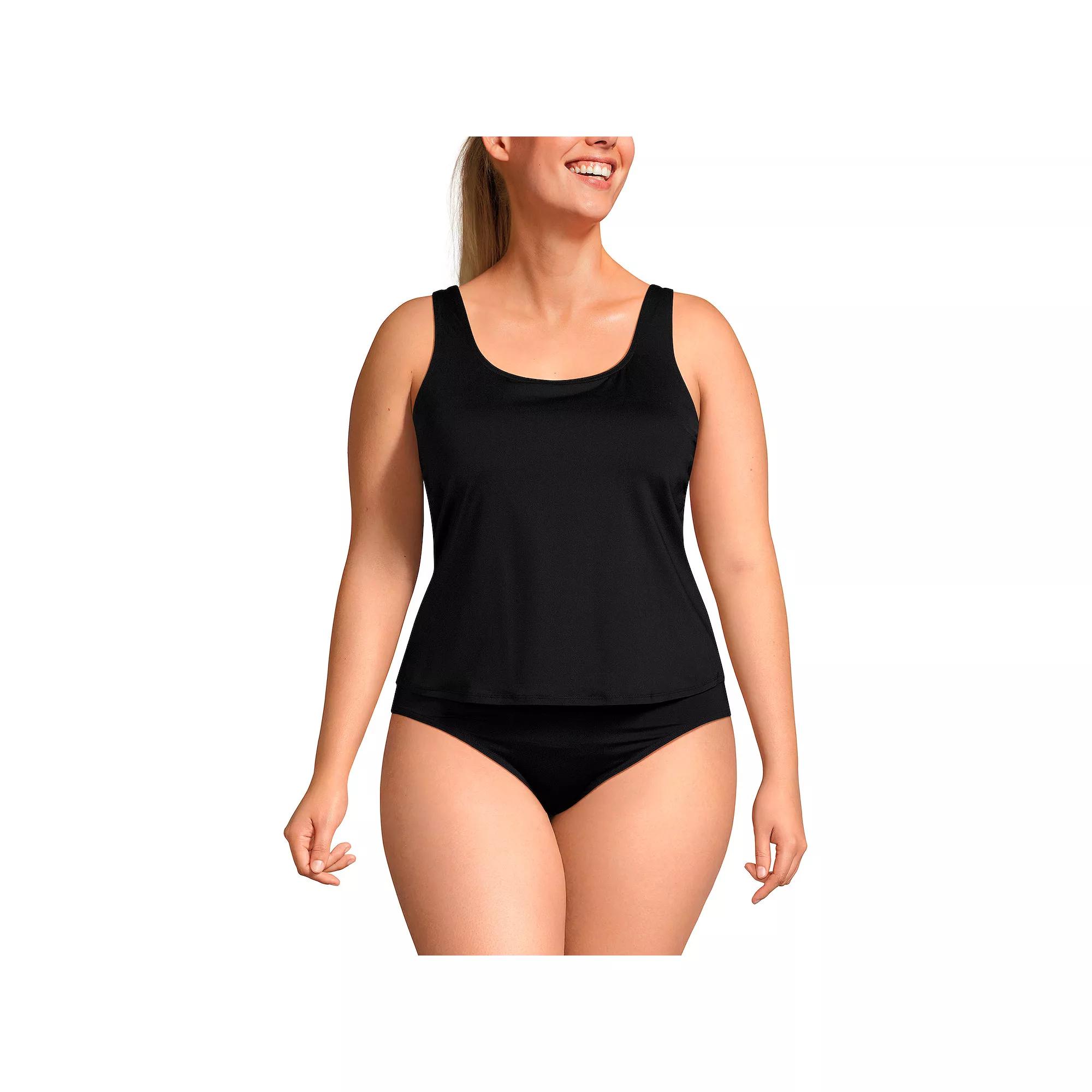 Plus Size Lands' End Chlorine-Resistant 1-Piece Fauxkini Swimsuit, Women's, Size: 22 W, Black Product Image
