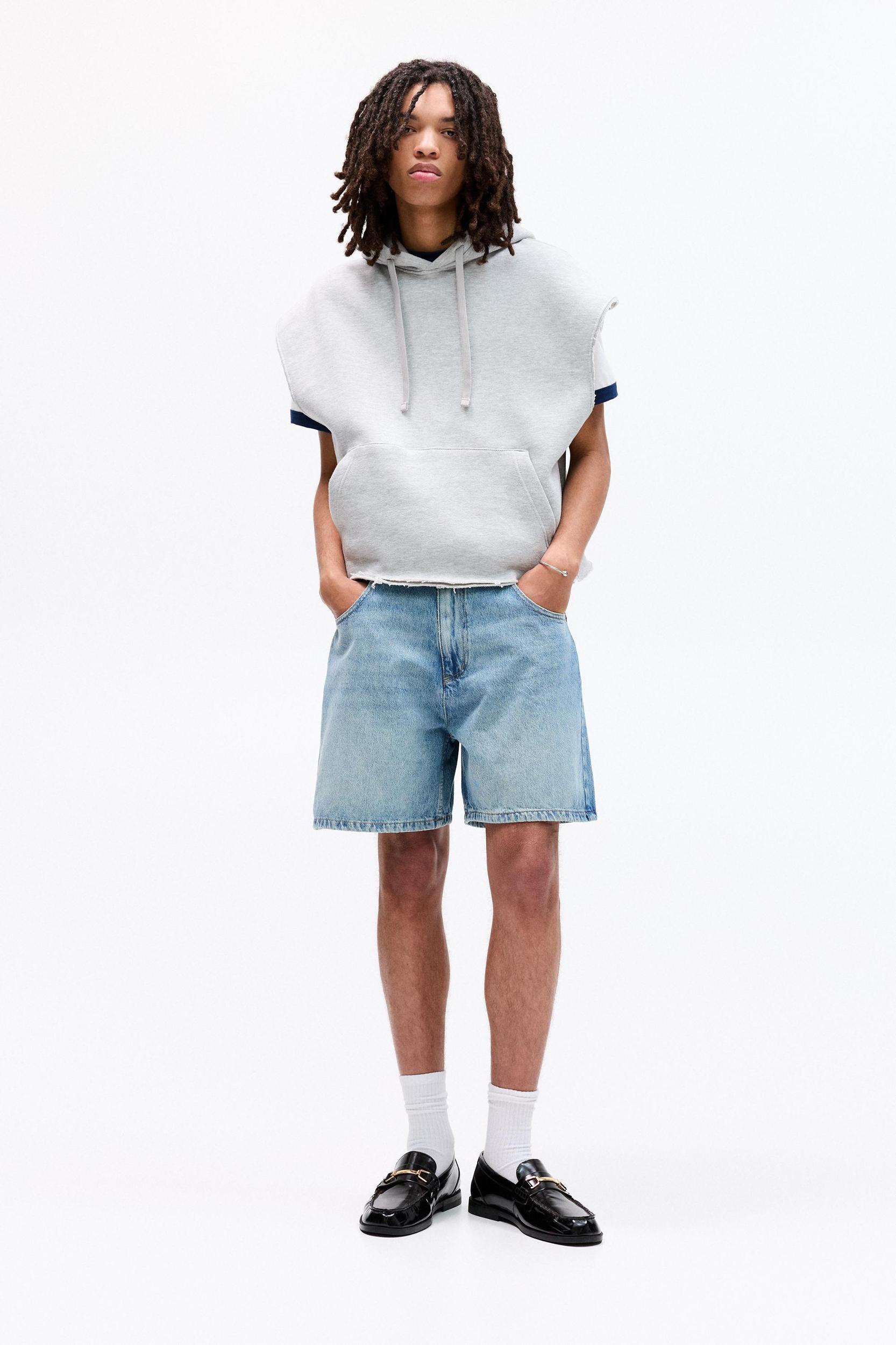 Denim short fit Bermuda shorts Product Image