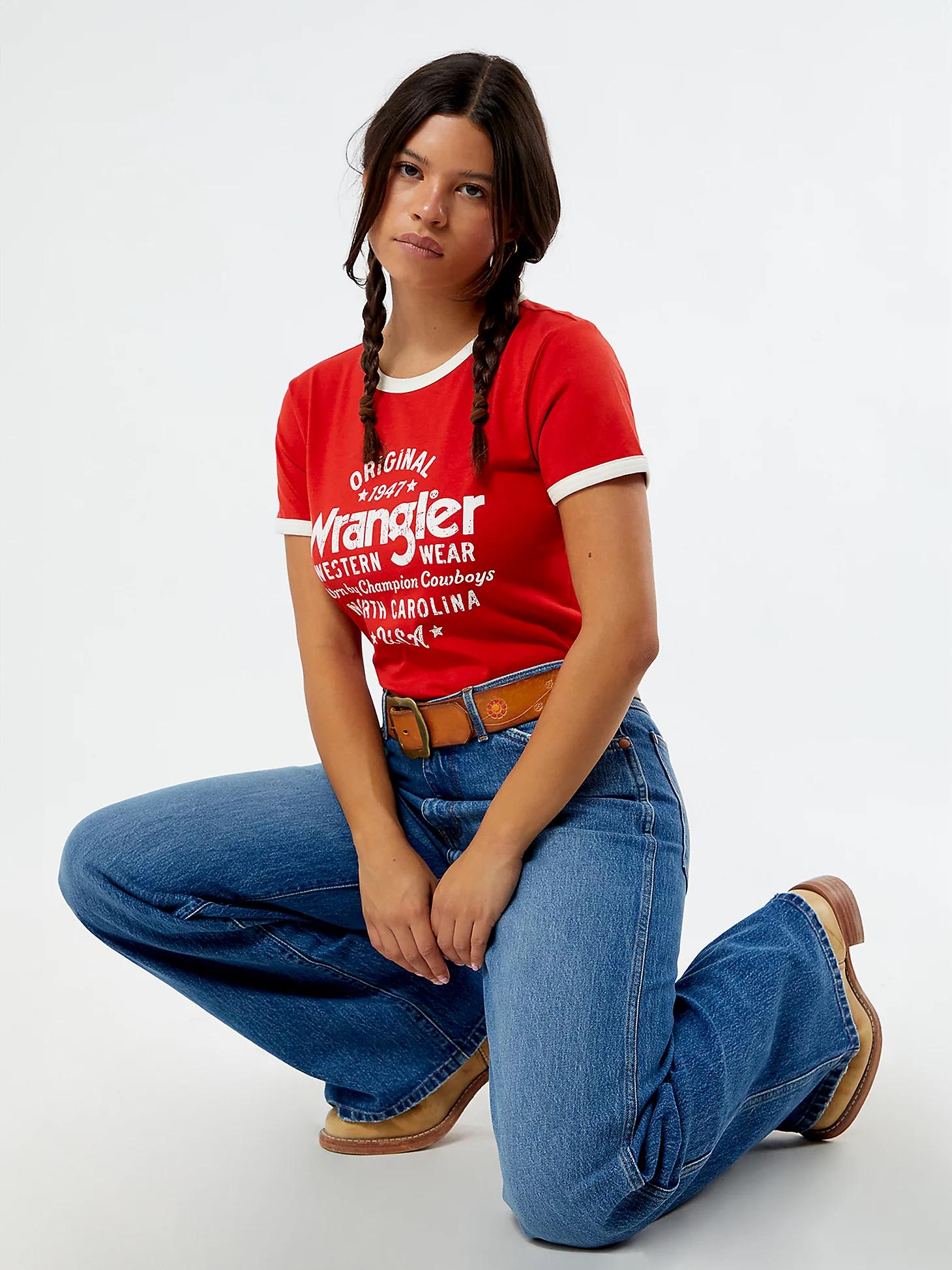Wrangler® x PacSun Women's Ringer Tee in Molten Lava Product Image