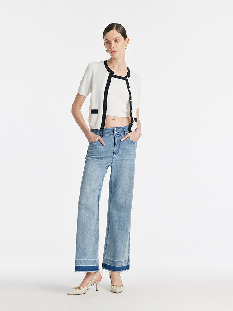 Contrast Trim Knitted Cardigan And Camisole Two-Piece Set Product Image