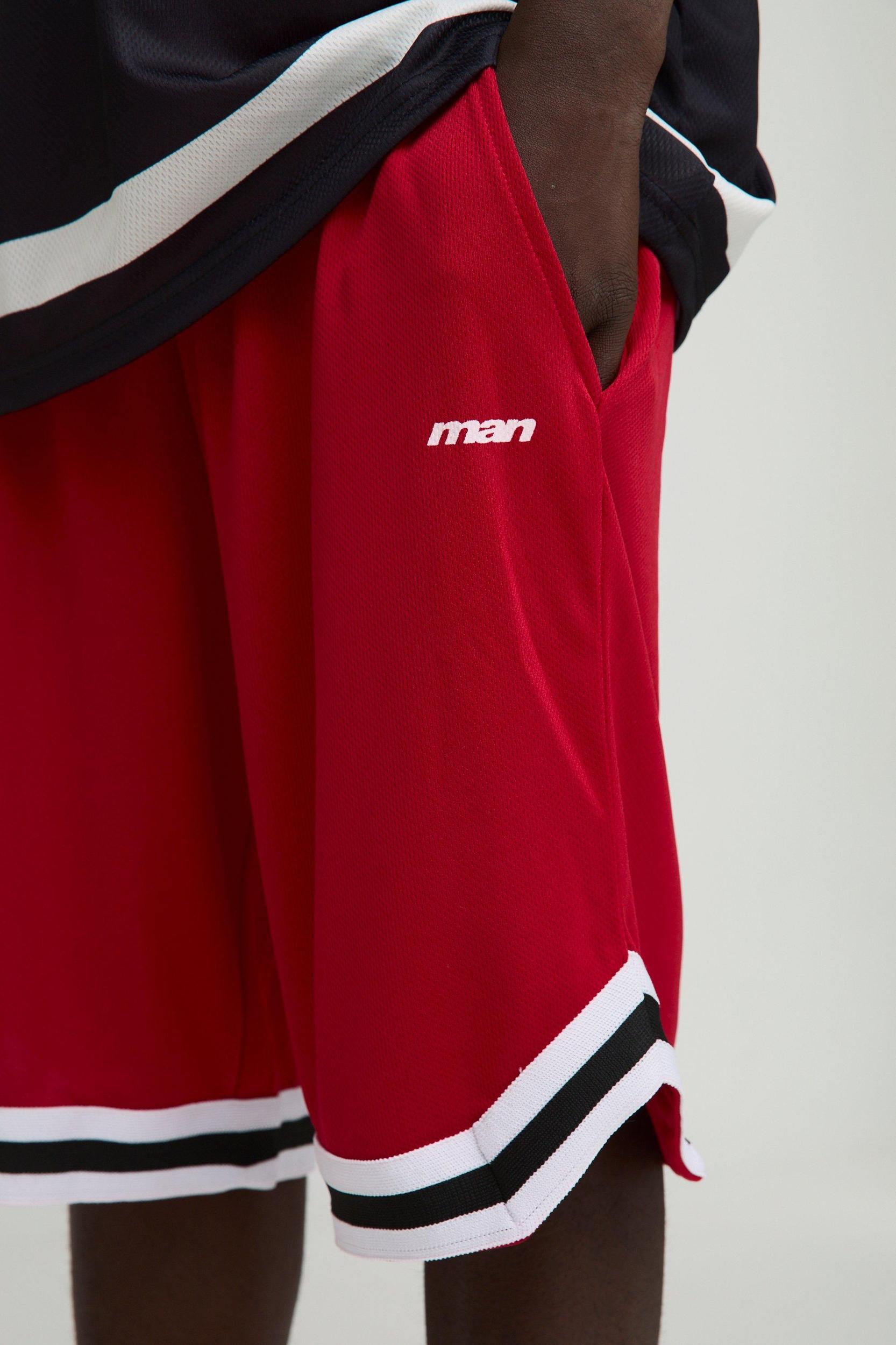 Man Mid Length Mesh Basketball Shorts | boohooMAN USA Product Image