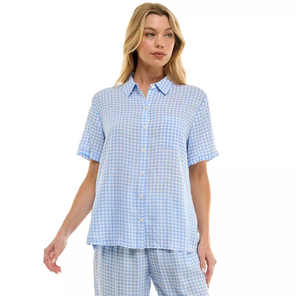 Women's Croft & Barrow® Woven Rayon Pajama Top, Size: Large, French Plaid Product Image