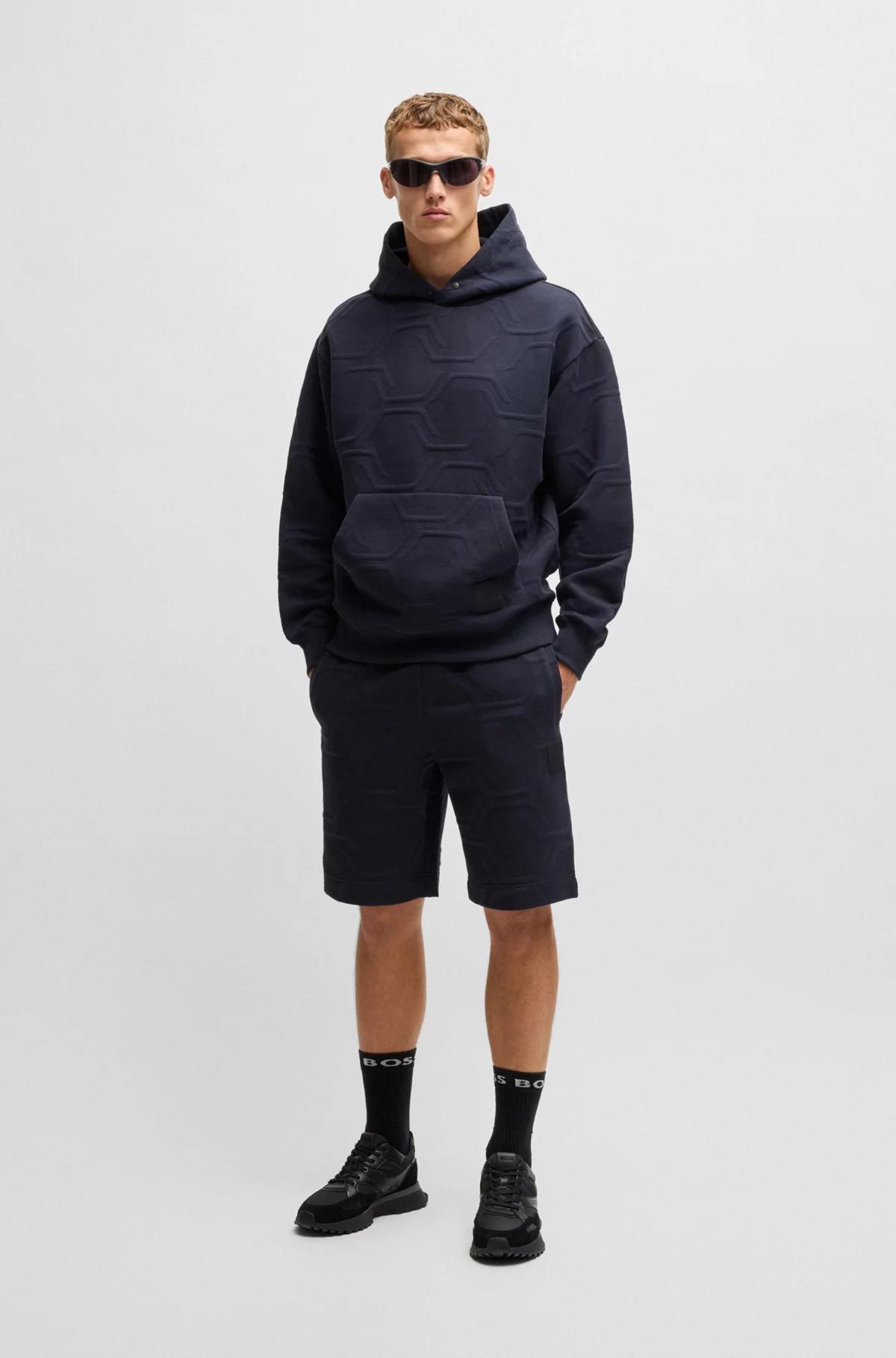 Boss Relaxed-Fit Hoodie with Hexagonal Quilting Product Image