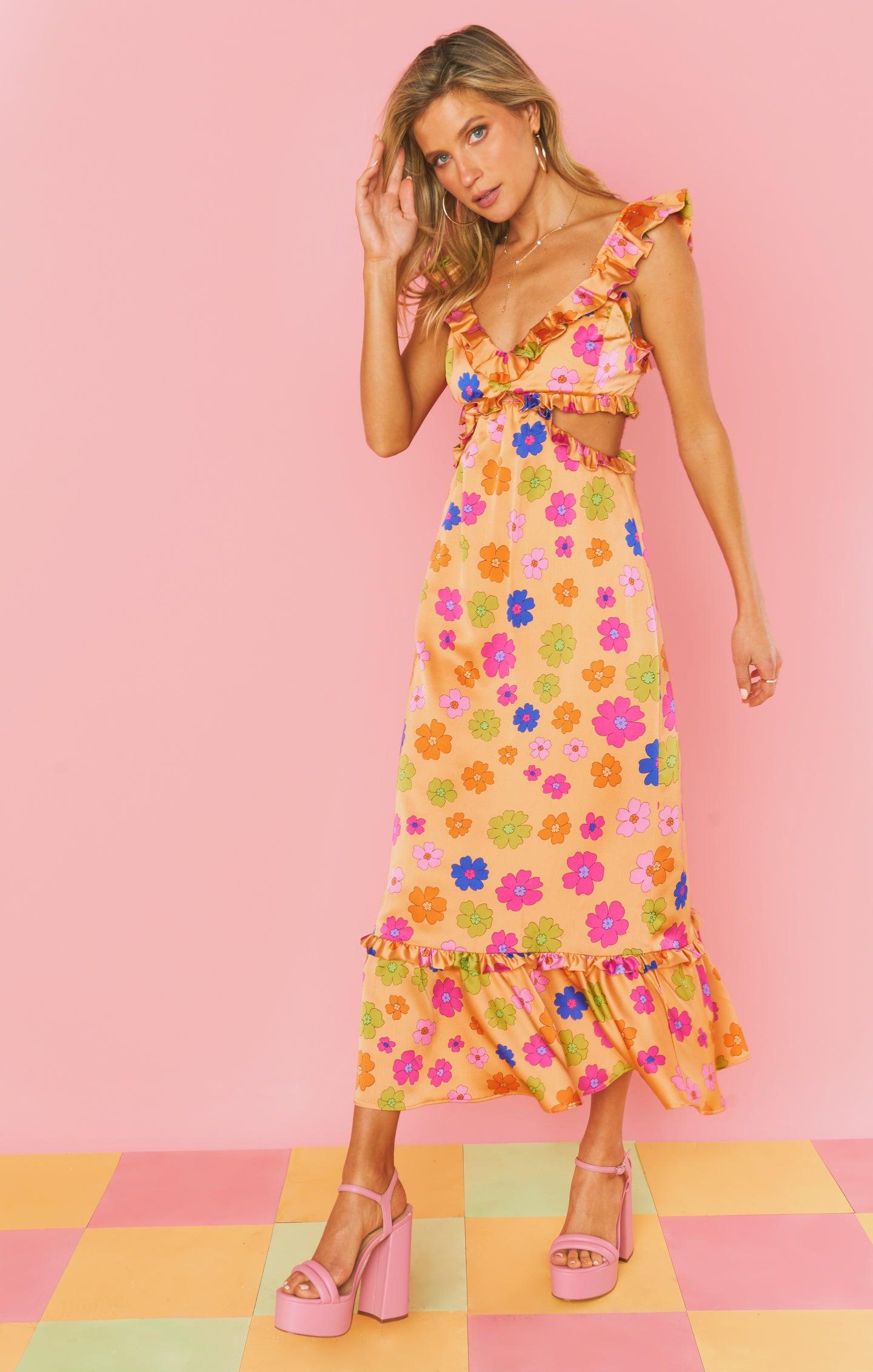 Lane Midi Dress ~ Poppin Poppy Product Image