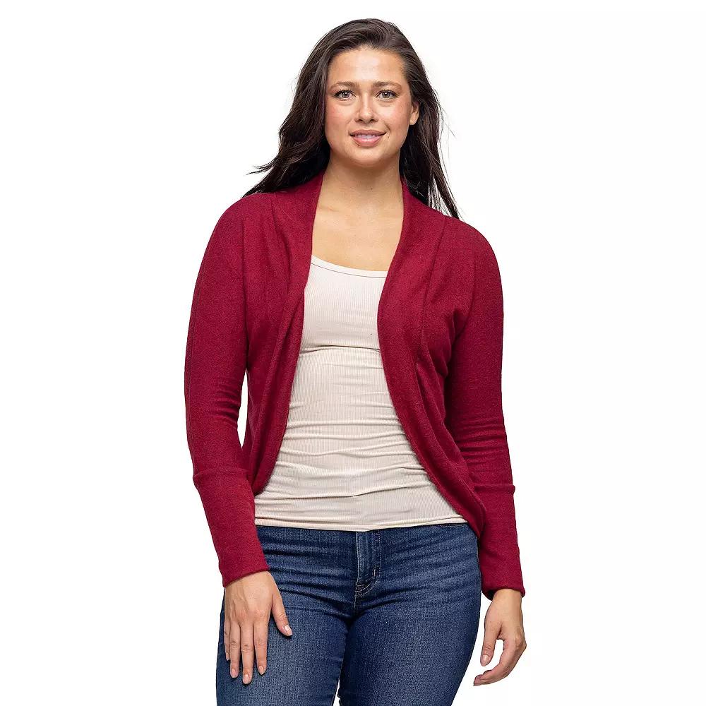 Women's 24Seven Comfort Apparel Curved Hem Open Front Bolero Shrug,  Product Image
