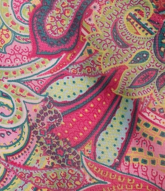 Leslie Fay Paisley Chiffon V-Neck Flutter Sleeve Tie Sash A Line Dress Product Image