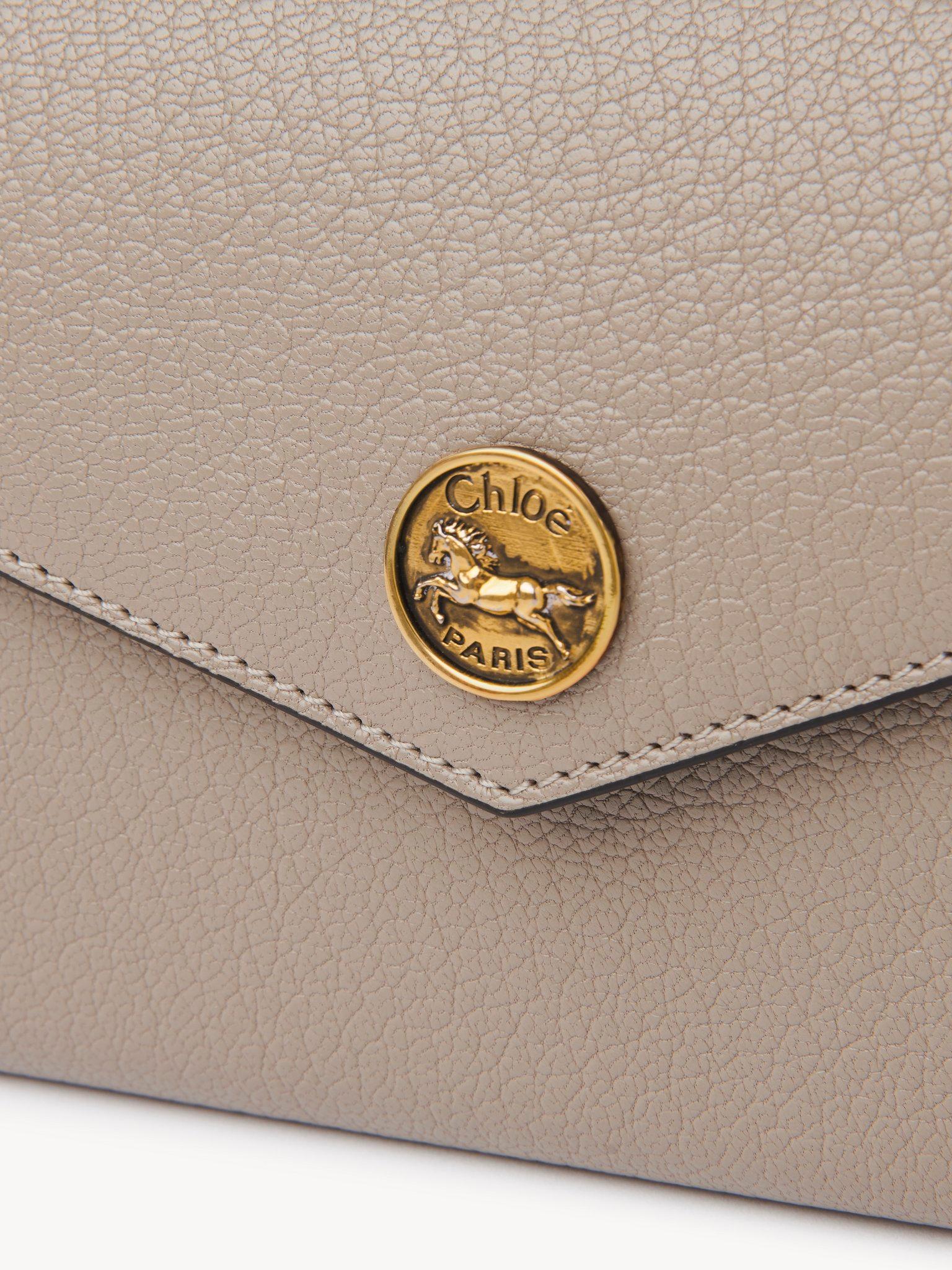 Envelope long wallet with flap in grained leather Product Image