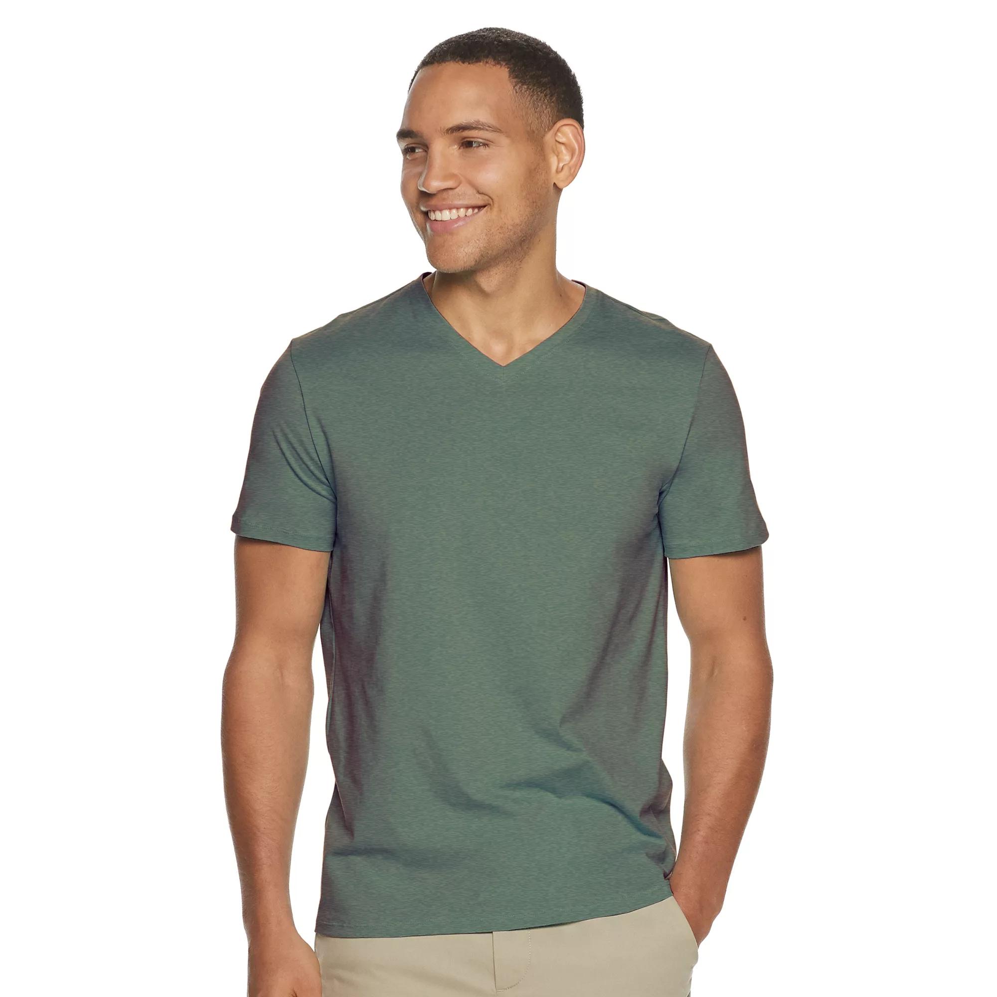 Men's Apt. 9® Premier Flex Short Sleeve V-Neck Tee, Size: XXL, Aspen Green Product Image