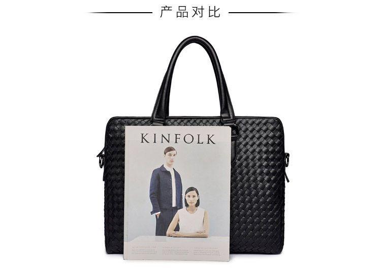 Woven Faux Leather Briefcase Product Image