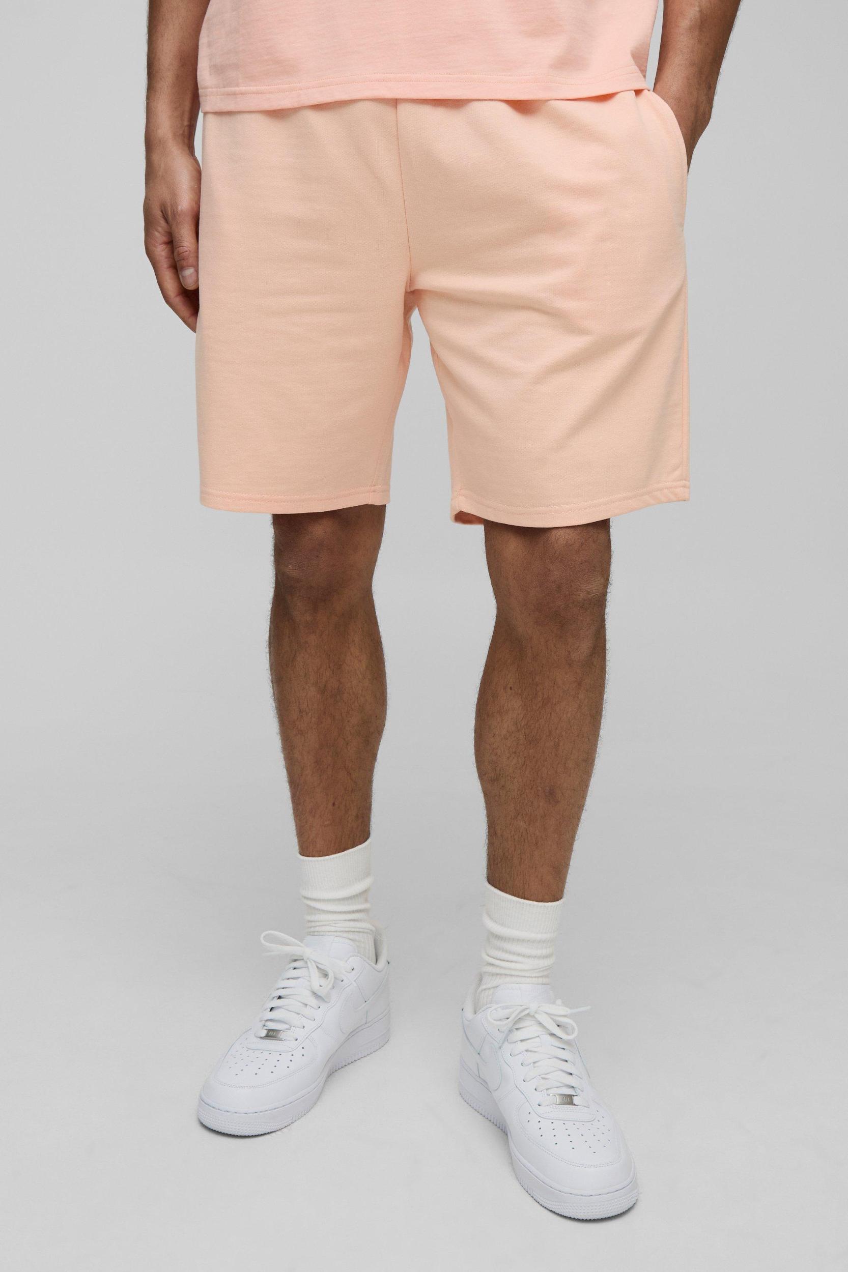 260GSM Loopback Basic Relaxed Fit Mid Length Shorts | boohooMAN USA Product Image