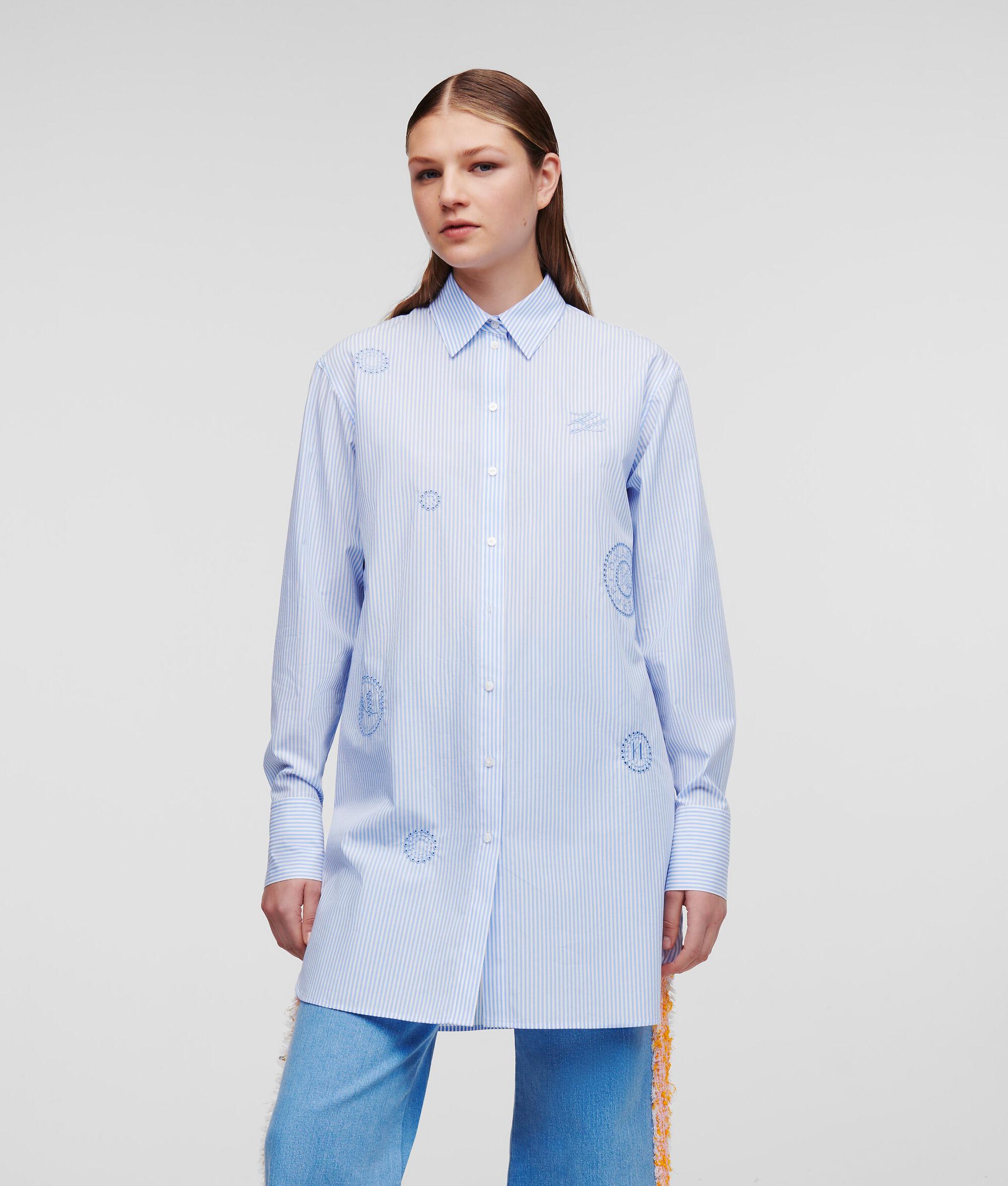 STRIPED TUNIC SHIRT WITH CIRCLE EMBROIDERY Product Image