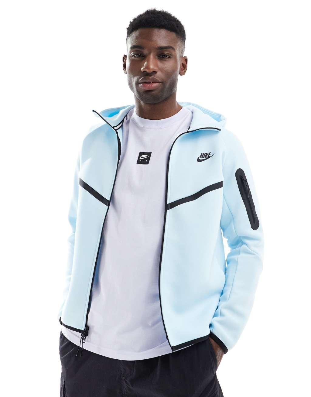 Nike Tech Fleece full zip hoodie in light blue Product Image
