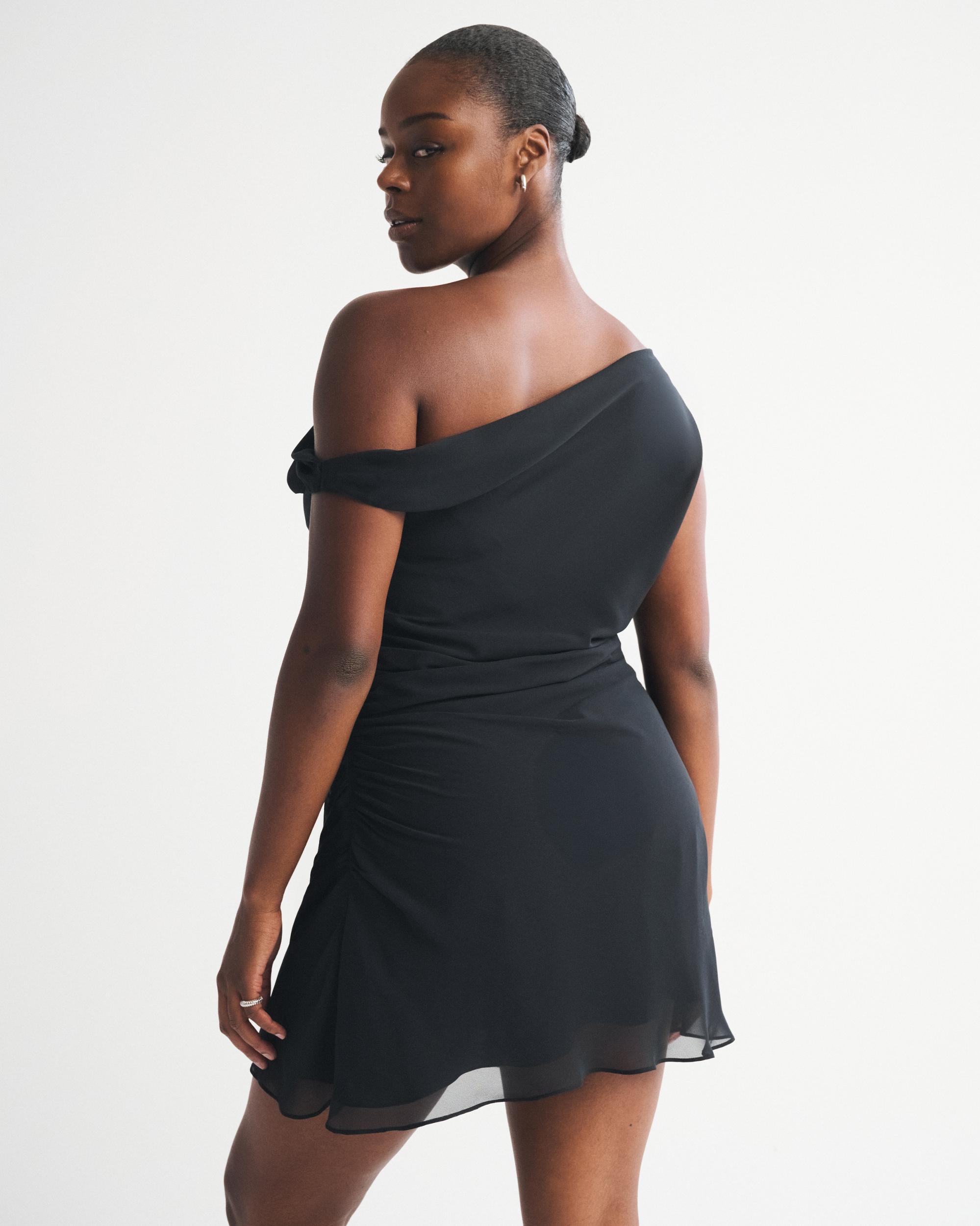 One-Shoulder Draped Mini Dress Product Image
