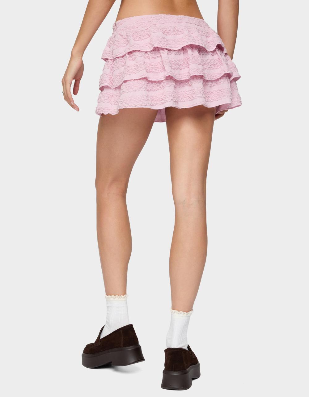 EDIKTED Margaux Textured Ruffle Mini Skort - PINK Product Image