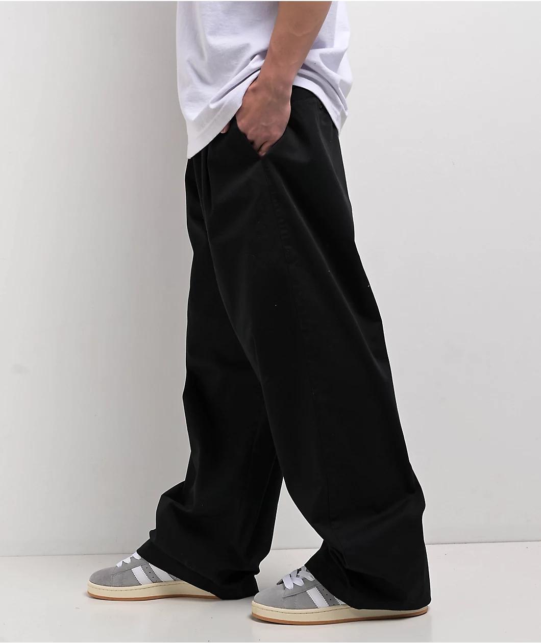Empyre School Black Ultra Wide Skate Pleated Chino Pants Product Image