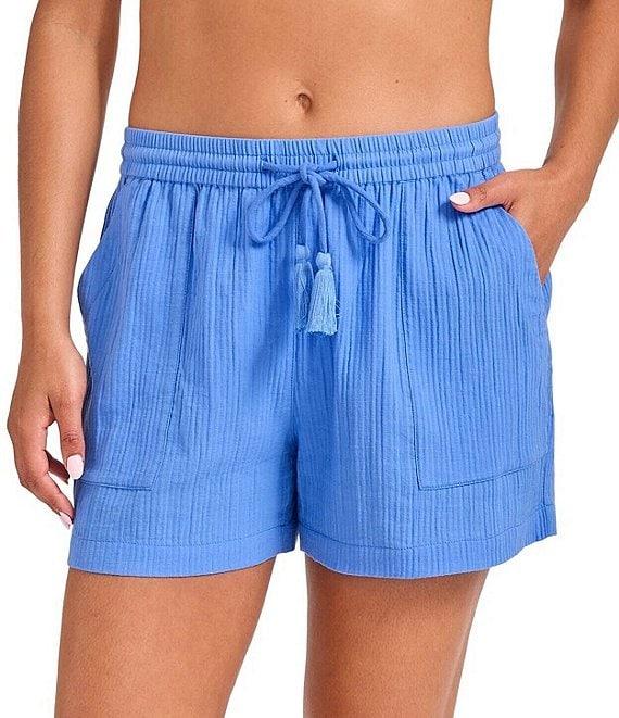 Tommy Bahama Bella Breeze Solid Elastic Drawstring Pull-On Short Swim Cover-Up Product Image