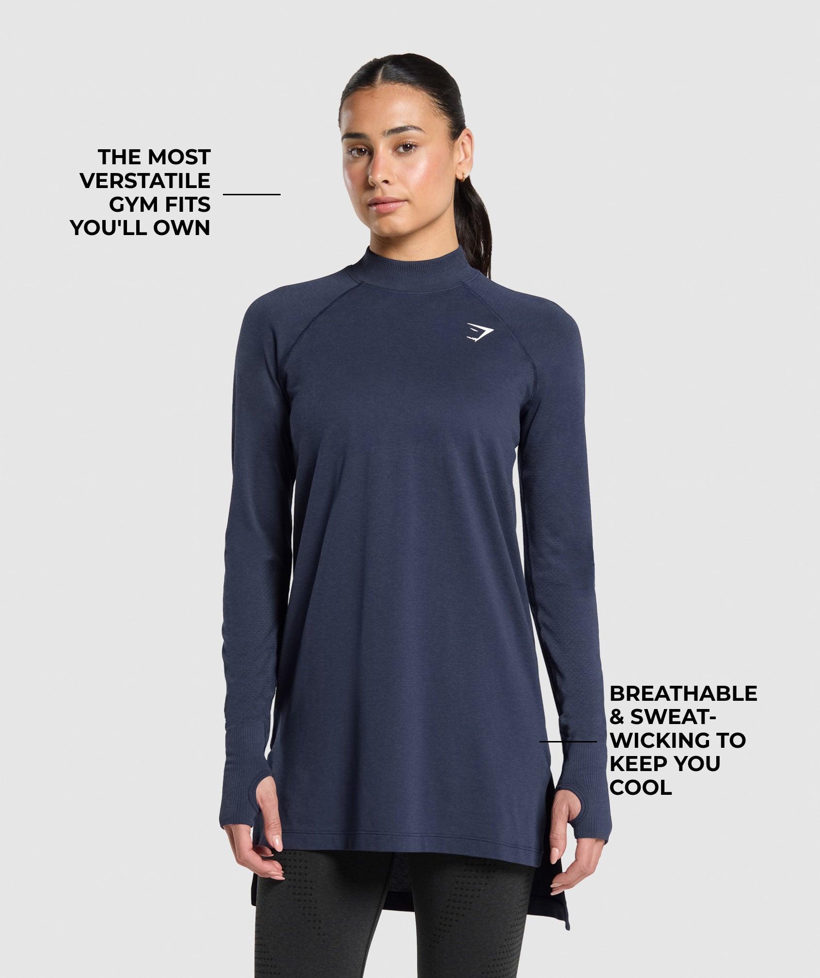 Gymshark Vital Long Line Top - Heavy Blue Marl Female Product Image