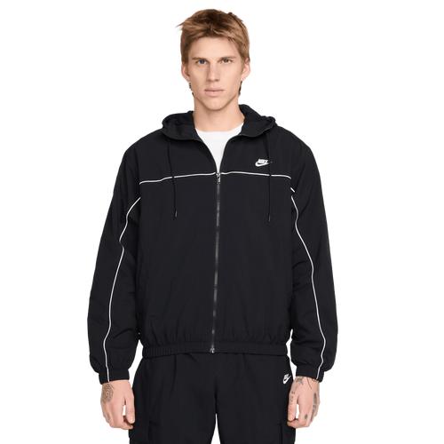 Nike Mens Nike Club Athlete Hooded Jacket - Mens White/Black/White Product Image