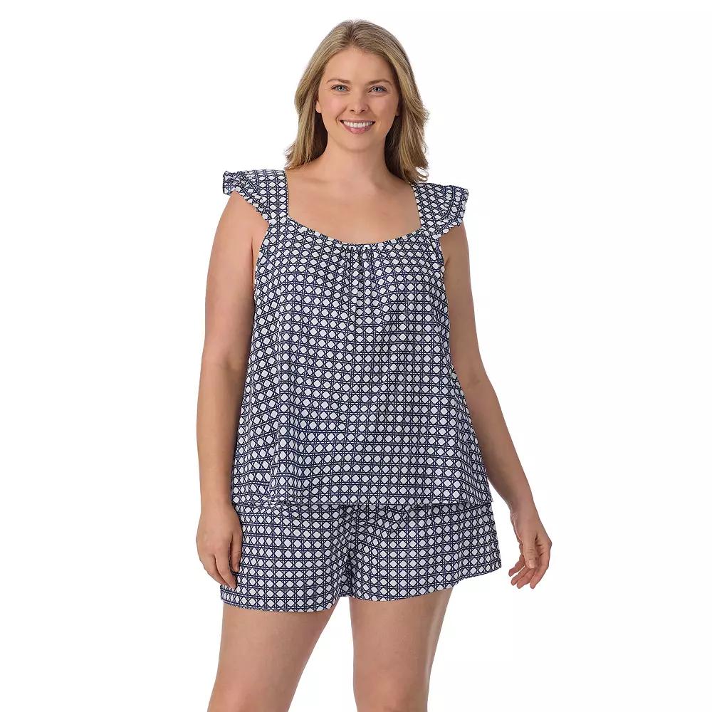 Plus Size Draper James 2-Piece Woven Pajama Tank Top & Pajama Boxers Set, Women's, Size: 2XL, Blue Wicker Product Image