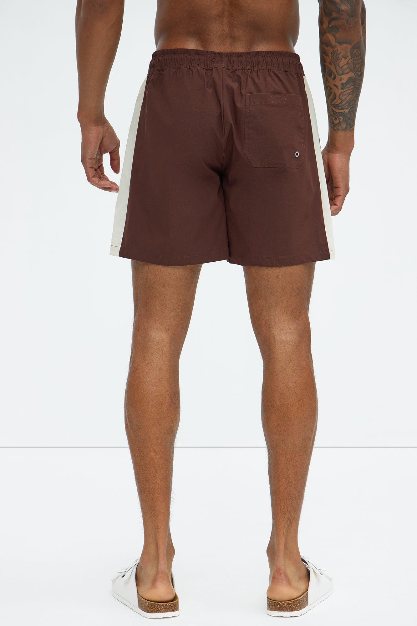 Contrast On The Side Swim Classic Trunk - Brown/combo Product Image