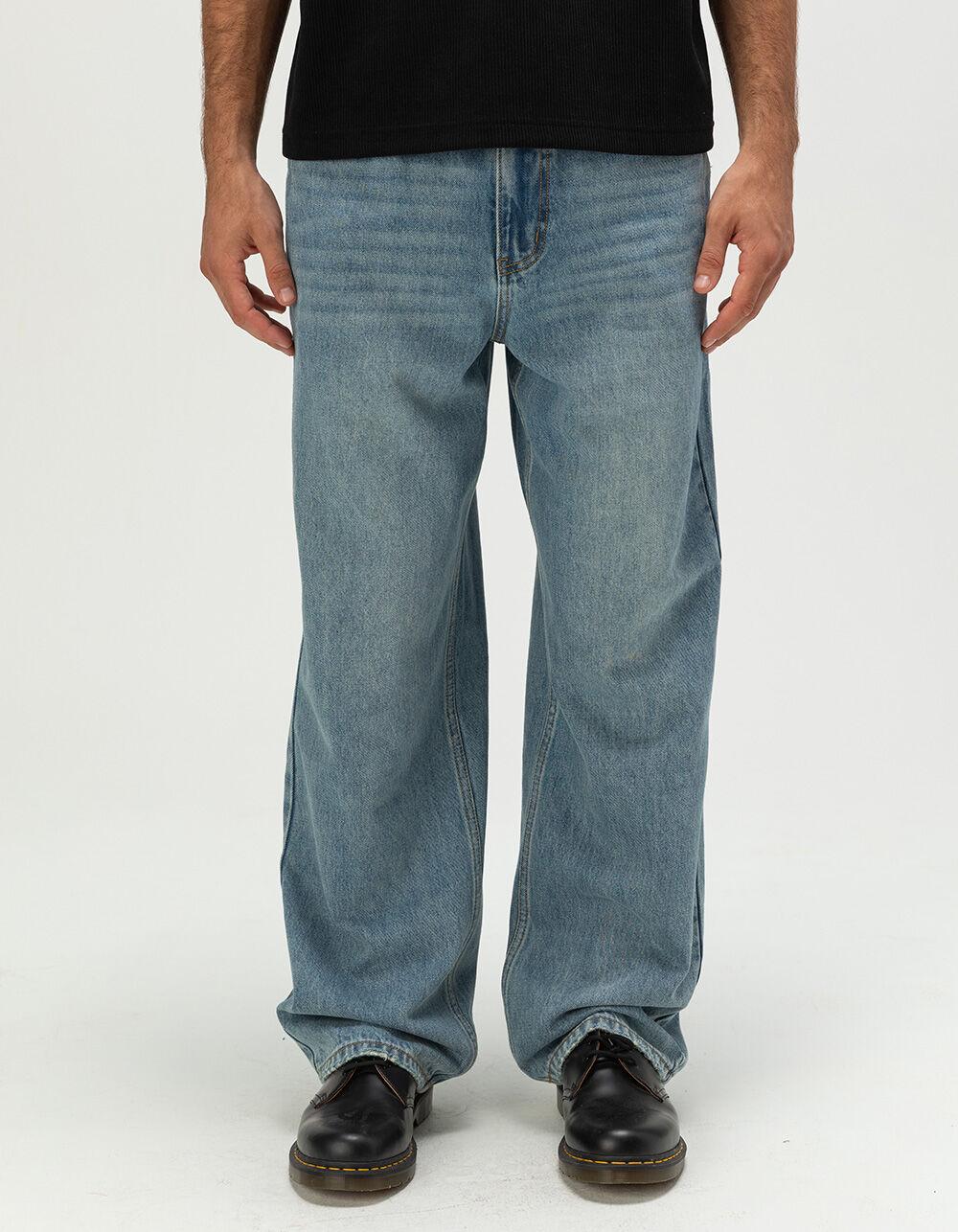 RSQ Mens Baggy Embroidered Jeans - MEDIUM WASH Product Image