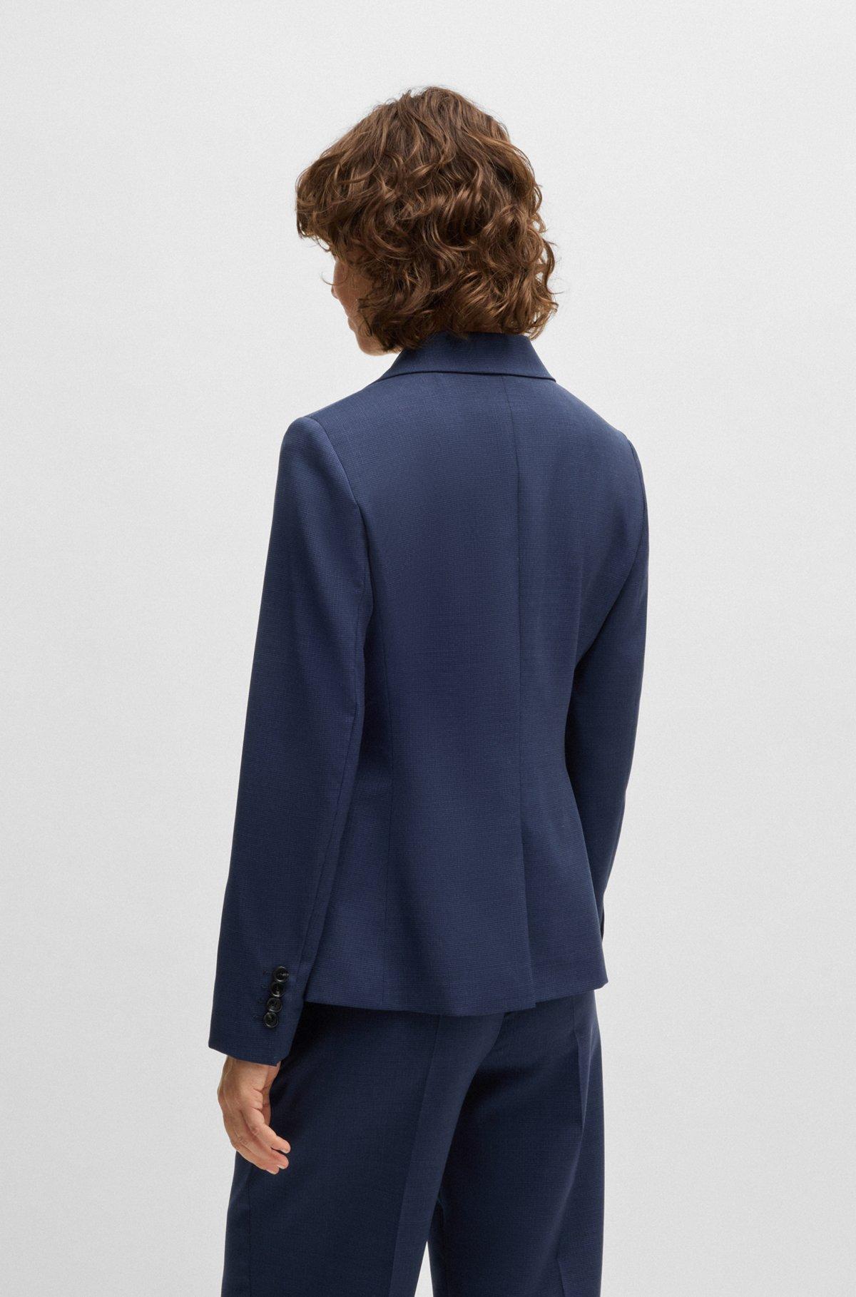 Regular-fit blazer in micro-check virgin wool Product Image